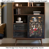 Steampunk teckel hond + rode roos AH1O decoupage Tissuepapier