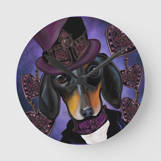 STEAMPUNK TECKEL RONDE KLOK (Voorkant)