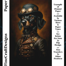 Steampunk Teckel Wiener Dog CR5 Craft Paper