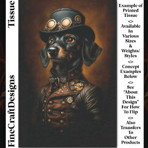 Steampunk Teckel Wiener Portrait CR5 Decoupage Tissuepapier