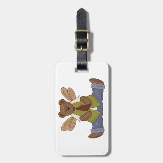 Steampunk Teddy Bear met Fairy Wings Bagagelabel (Voorkant verticaal)