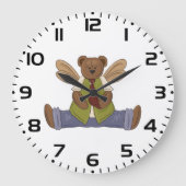 Steampunk Teddy Bear met Fairy Wings Grote Klok (Voorkant)