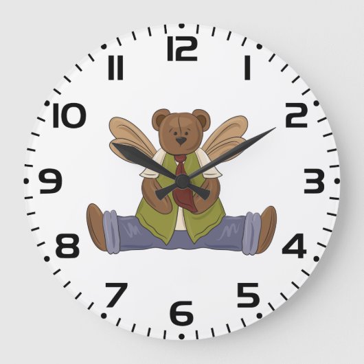 Steampunk Teddy Bear met Fairy Wings Grote Klok (Voorkant)