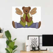 Steampunk Teddy Bear met Fairy Wings Poster (Thuiskantoor)