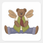 Steampunk Teddy Bear met Fairy Wings Vierkante Sticker (Voorkant)