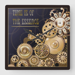 steampunk tegen muurklok vierkante klok