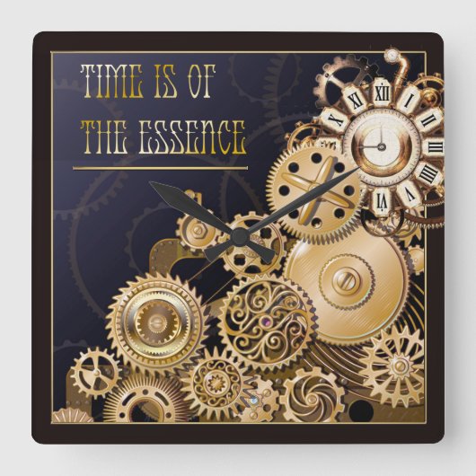 steampunk tegen muurklok vierkante klok (Voorkant)