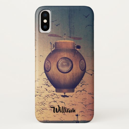Steampunk Tekening van mechanische onderzeeërs Case-Mate iPhone Case (Achterkant)