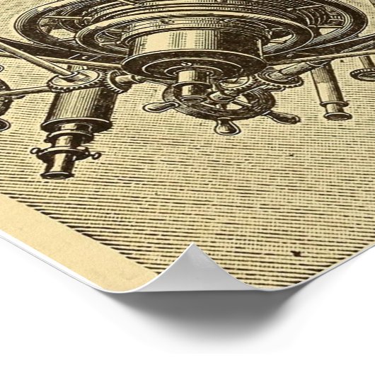 Steampunk Telescope  1898 illustratie Poster (Hoek)