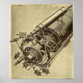 Steampunk Telescope  1898 illustratie Poster (Voorkant)
