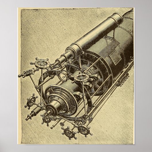 Steampunk Telescope  1898 illustratie Poster (Voorkant)