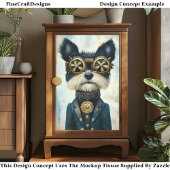 Steampunk Terriër Hond In Goggles CY3 Decoupage Tissuepapier