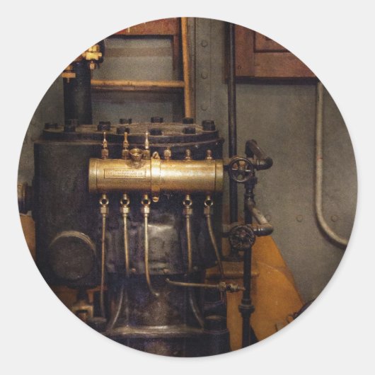 Steampunk - Terug in de machinekamer Ronde Sticker (Voorkant)