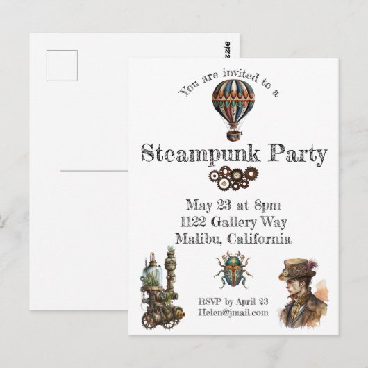 Steampunk-thema Briefkaart (Voorkant / Achterkant)