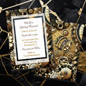 Steampunk thema bruiloft kaart