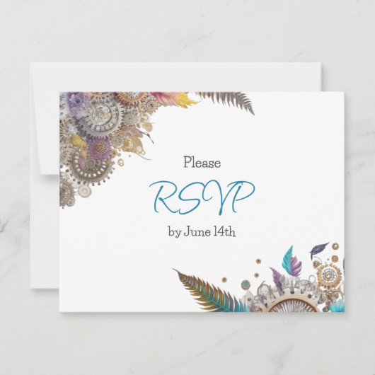 Steampunk thema bruiloft RSVP Kaart (Voorkant)
