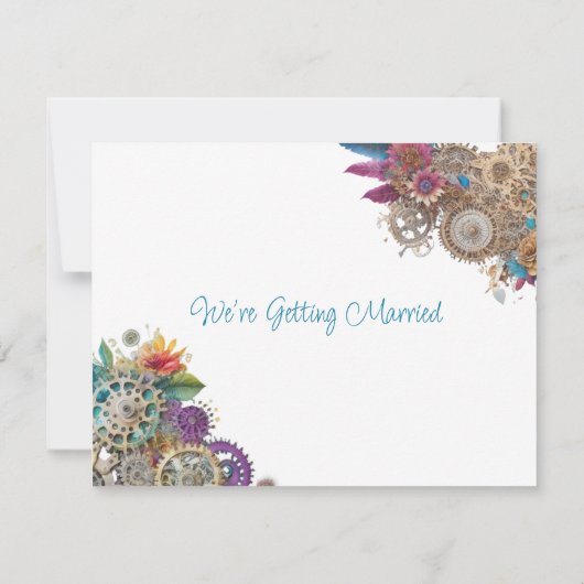 Steampunk thema Bruiloft Save the Date Kaart (Achterkant)