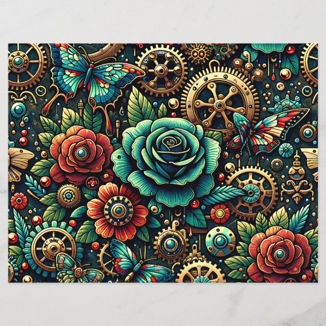 Steampunk thema dubbelzijdig plakboek (Voorkant)