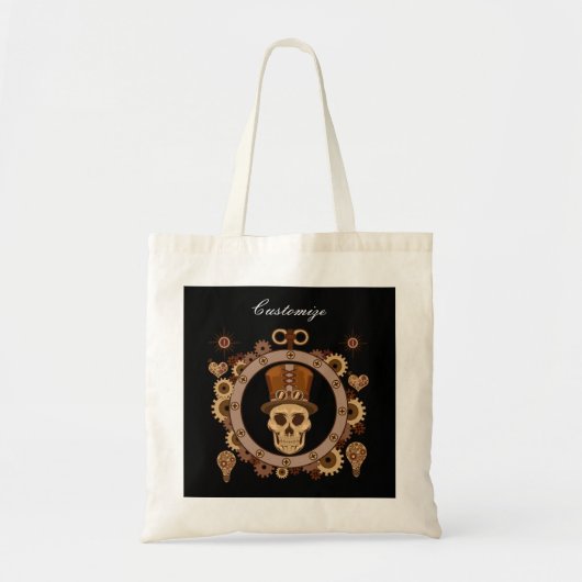 Steampunk thema top hoed schedel Thunder_Cove Tote Bag (Voorkant)