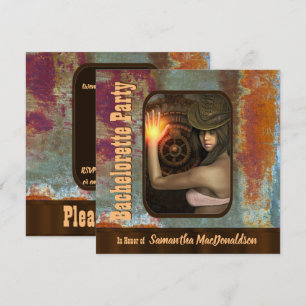 Steampunk thema vrijgezellenfeest kaart