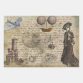  Steampunk Theme Elegant Victoriaans Lady Inpakpapier Vel (Voorkant 3)