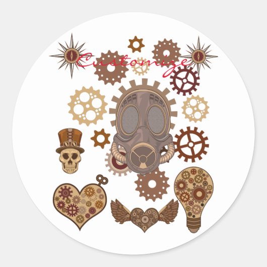 Steampunk Theme Thunder_Cove Ronde Sticker (Voorkant)