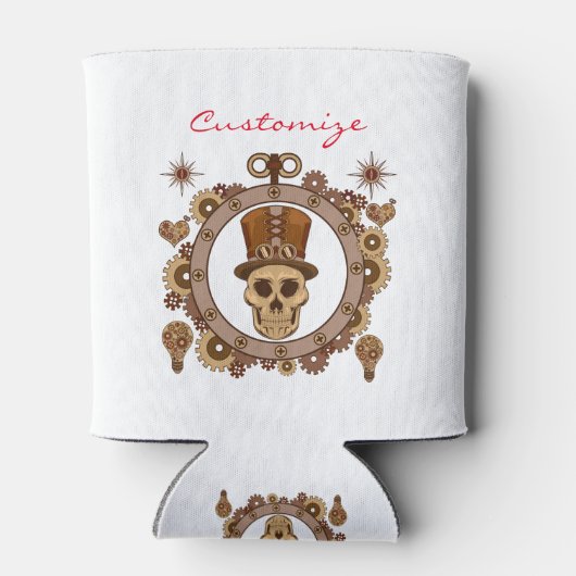 Steampunk Theme Top Hat Skull Thunder_Cove Blikjeskoeler (Achterkant)