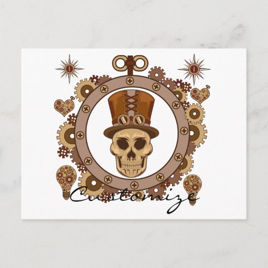 Steampunk Theme Top Hat Skull Thunder_Cove Briefkaart (Voorkant)
