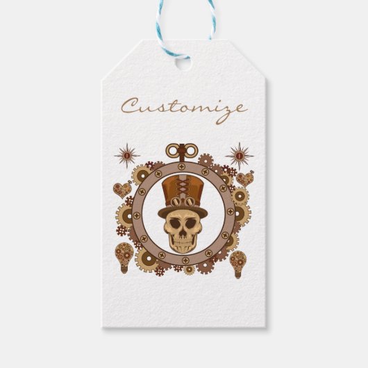 Steampunk Theme Top Hat Skull Thunder_Cove Cadeaulabel (Voorkant)