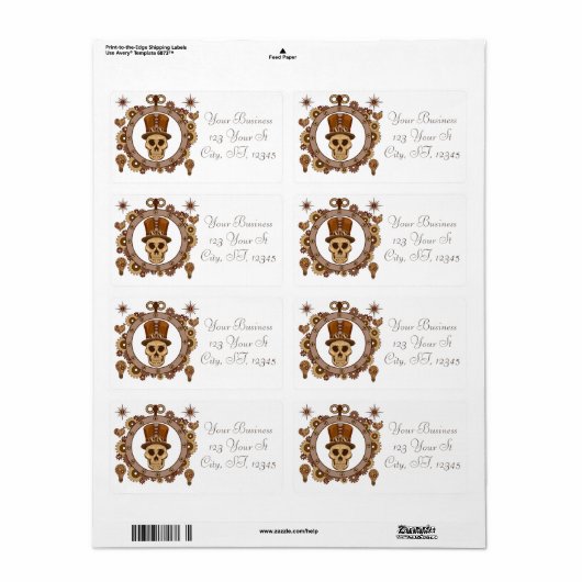 Steampunk Theme Top Hat Skull Thunder_Cove Etiket (Full Sheet)