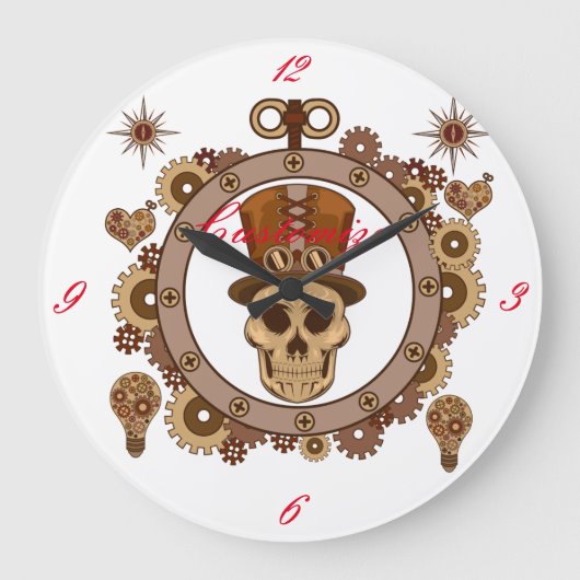 Steampunk Theme Top Hat Skull Thunder_Cove Grote Klok (Voorkant)