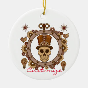 Steampunk Theme Top Hat Skull Thunder_Cove Keramisch Ornament