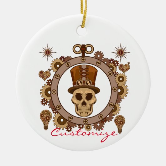 Steampunk Theme Top Hat Skull Thunder_Cove Keramisch Ornament (Voorkant)