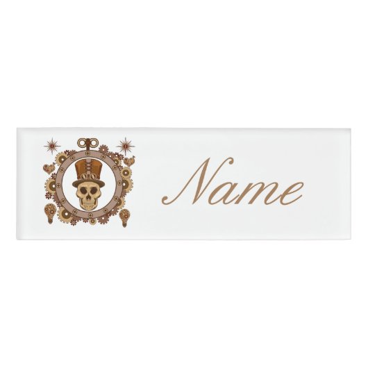 Steampunk Theme Top Hat Skull Thunder_Cove Naambadge (Voorkant)