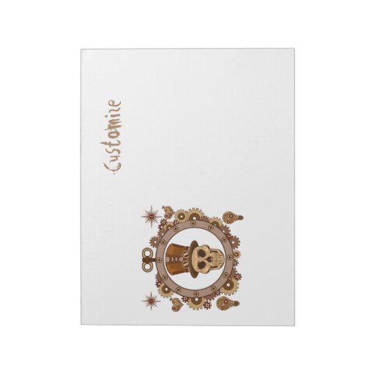 Steampunk Theme Top Hat Skull Thunder_Cove Notitieblok (Linkerzijde)