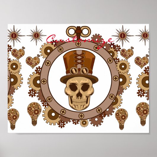 Steampunk Theme Top Hat Skull Thunder_Cove Poster (Voorkant)