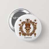 Steampunk Theme Top Hat Skull Thunder_Cove Ronde Button 5,7 Cm (Voorkant /achterkant)