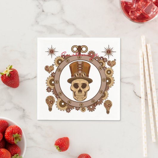 Steampunk Theme Top Hat Skull Thunder_Cove Servet (Insitu)