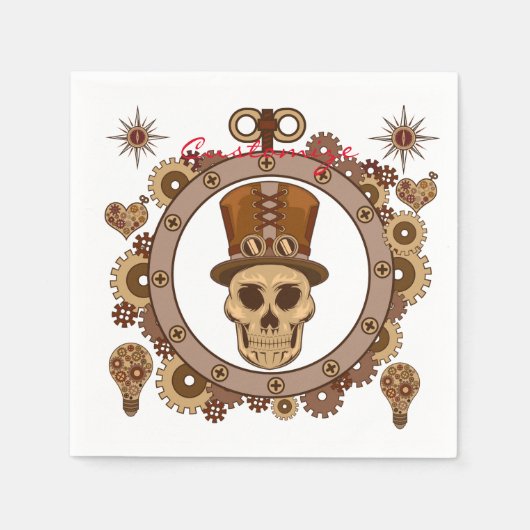 Steampunk Theme Top Hat Skull Thunder_Cove Servet (Voorkant)
