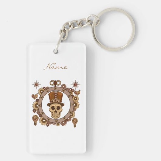 Steampunk Theme Top Hat Skull Thunder_Cove Sleutelhanger (achterkant)