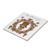 Steampunk Theme Top Hat Skull Thunder_Cove Tegeltje (Zijkant)