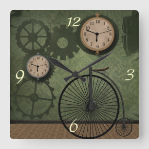 Steampunk Theme Wall Clock Vierkante Klok