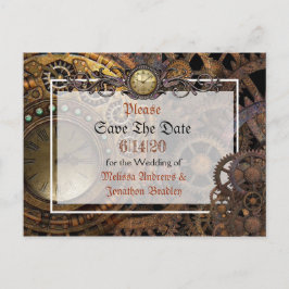 Steampunk Theme Wedding Save the Date Aankondigingskaart
