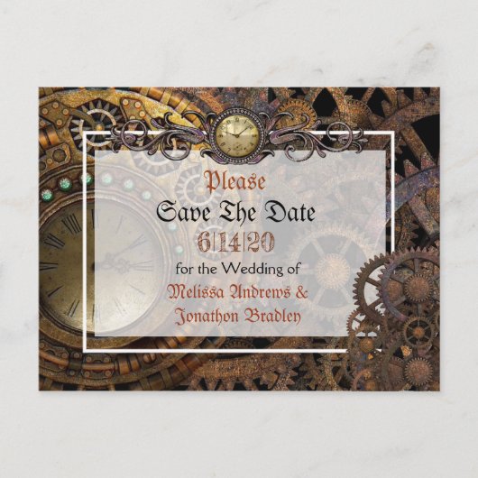 Steampunk Theme Wedding Save the Date Aankondigingskaart (Voorkant)