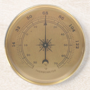 Steampunk-thermometer Zandsteen Onderzetter