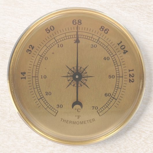 Steampunk-thermometer Zandsteen Onderzetter (Voorkant)