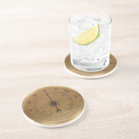 Steampunk-thermometer Zandsteen Onderzetter (Zijkant)