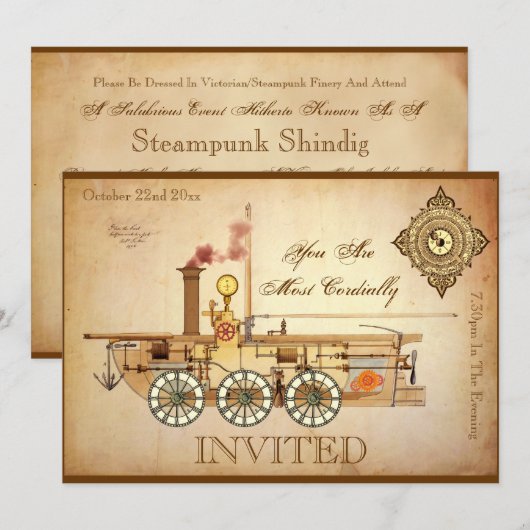 Steampunk ThMED Party Kaart (Voorkant / Achterkant)