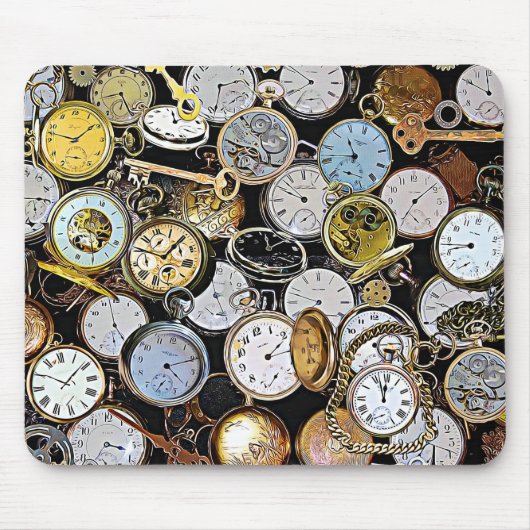 Steampunk Thmed Pocket Watts, Gears, Klokken Muismat (Voorkant)