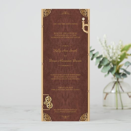 Steampunk "Ticket" Uitnodiging/Menu Kaart (Staand voorkant)